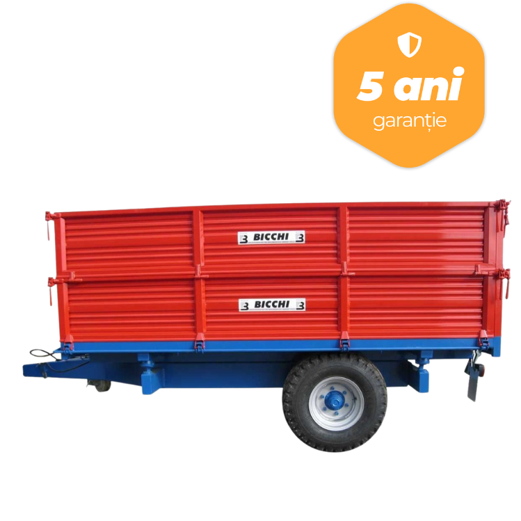 Remorca agricola monoax Bicchi, basculabila pe 3 parti model BRT550, 5 tone