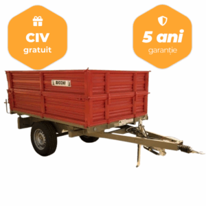 Remorca agricola monoax Bicchi, basculabila 3 parti, model BRT125 GCF, 2 tone, franare mecanica