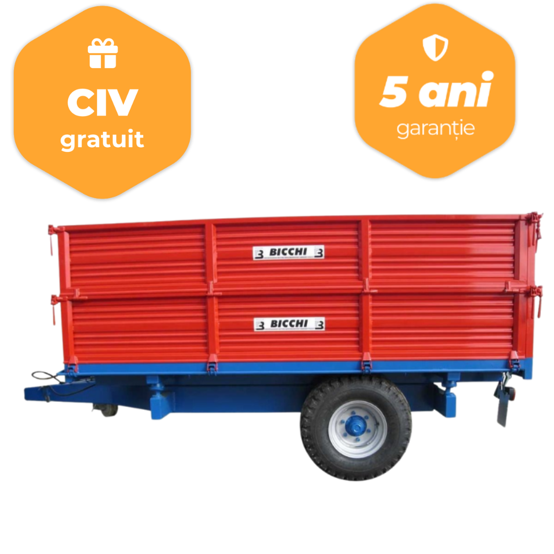 Remorca agricola cu ax tandem Bicchi BT120-P2, 12 tone, franare pneumatica