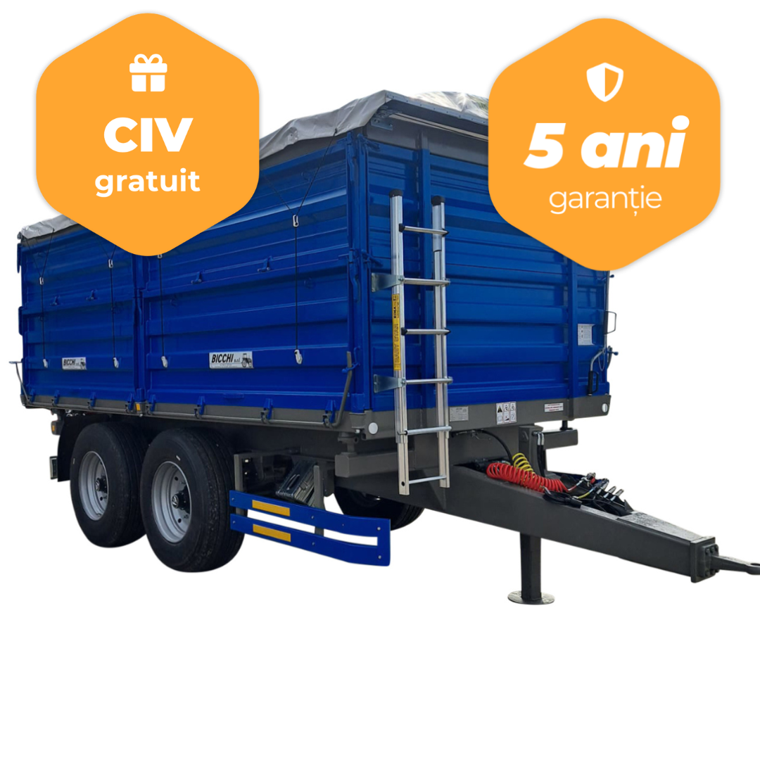 Remorca agricola cu ax tandem Bicchi BT180-P2, 20 tone, franare pneumatica