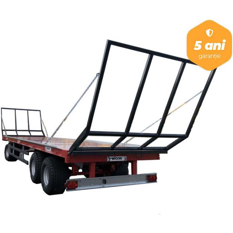 Remorca platforma cu trei axe Bicchi, 3A180-P2, pentru baloti, 24 mc